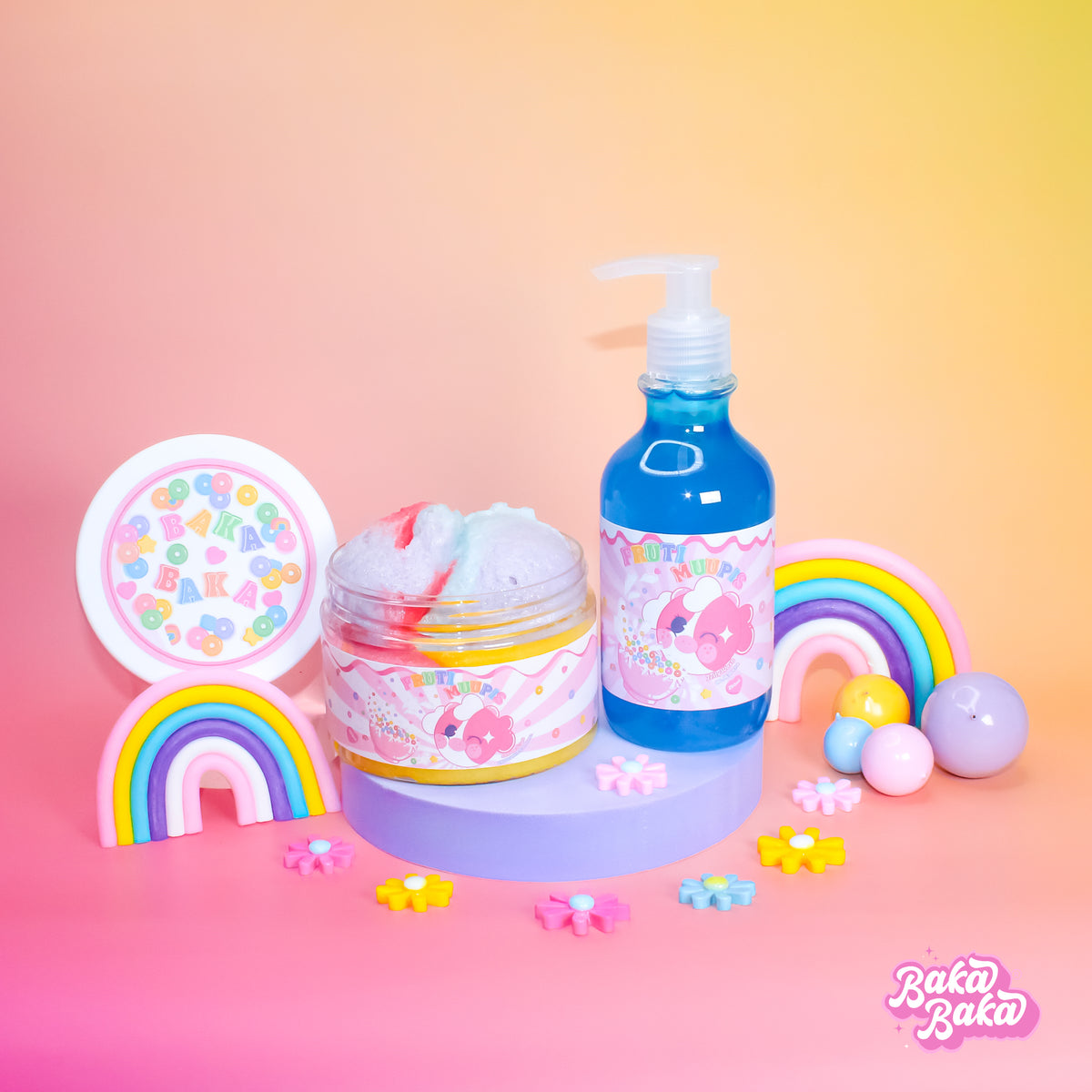Bubble Duo Fruti Muupis/ Exfoliante y Gel de Ducha | Tropical Fruit