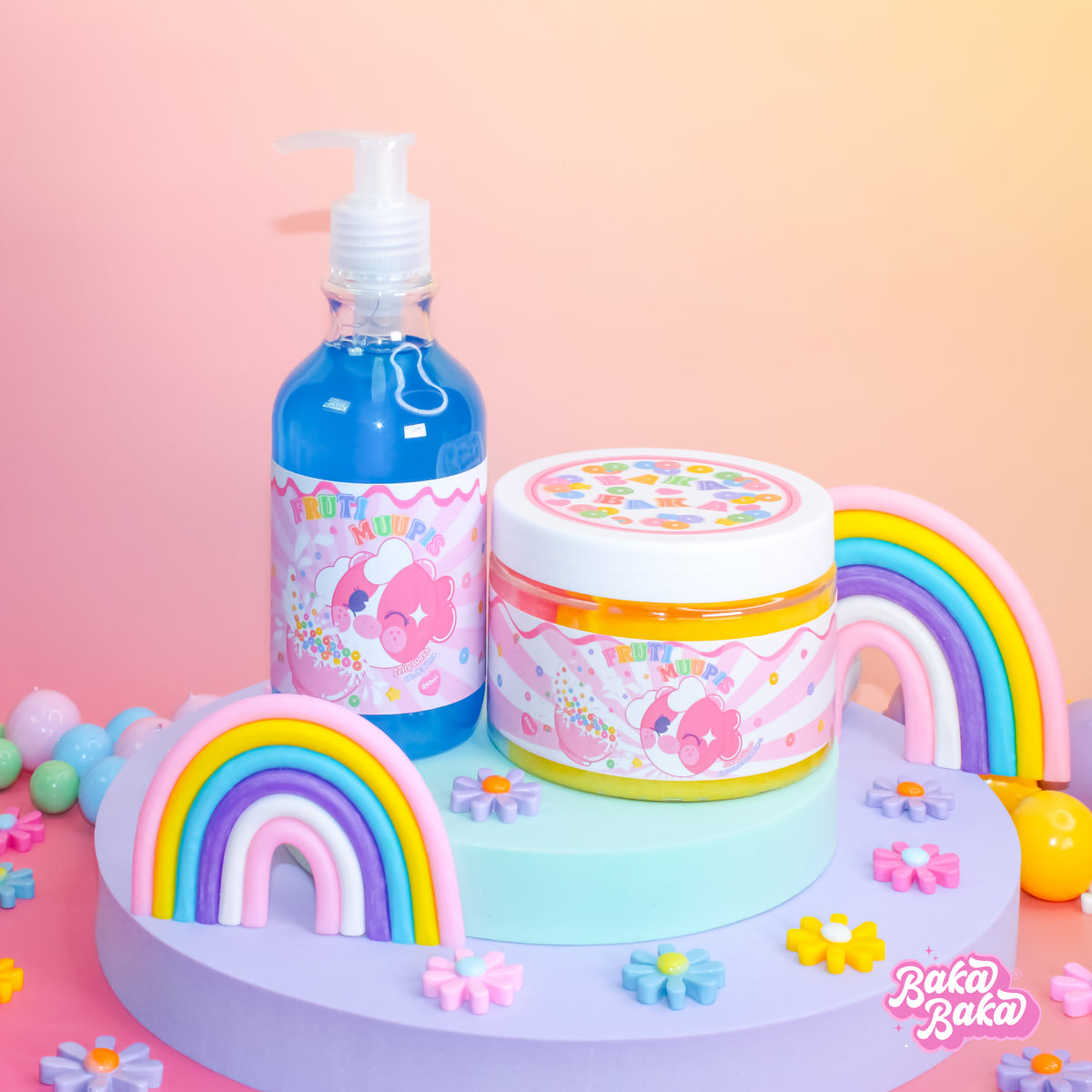 Bubble Duo Fruti Muupis/ Exfoliante y Gel de Ducha | Tropical Fruit