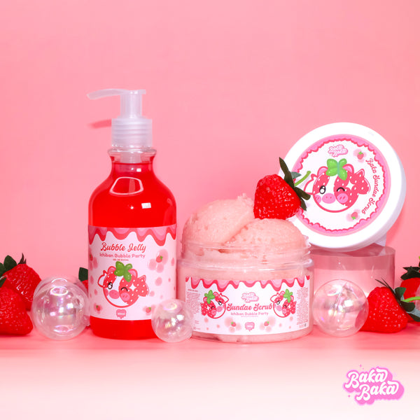 Bubble Duo Ichiban Bubble Party/ Exfoliante y Gel de Ducha | Strawberry Soda