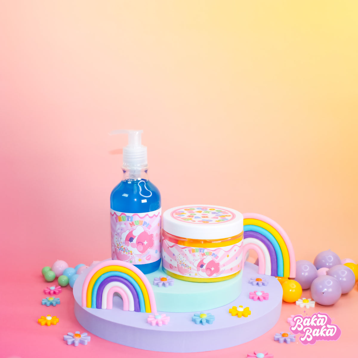 Bubble Duo Fruti Muupis/ Exfoliante y Gel de Ducha | Tropical Fruit