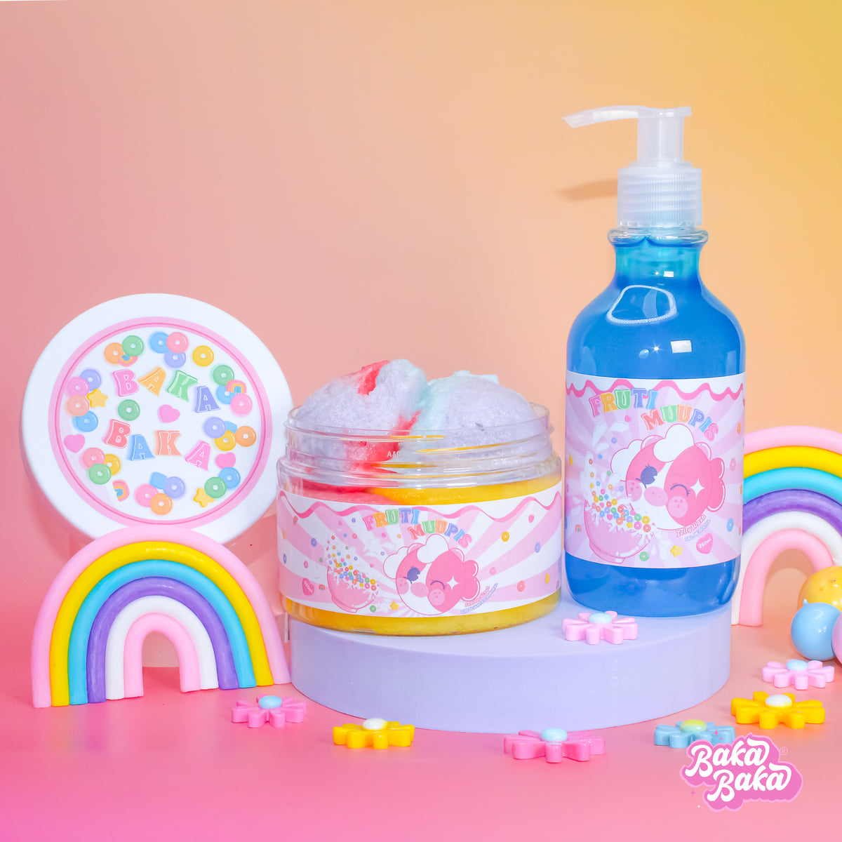 Bubble Duo Fruti Muupis/ Exfoliante y Gel de Ducha | Tropical Fruit